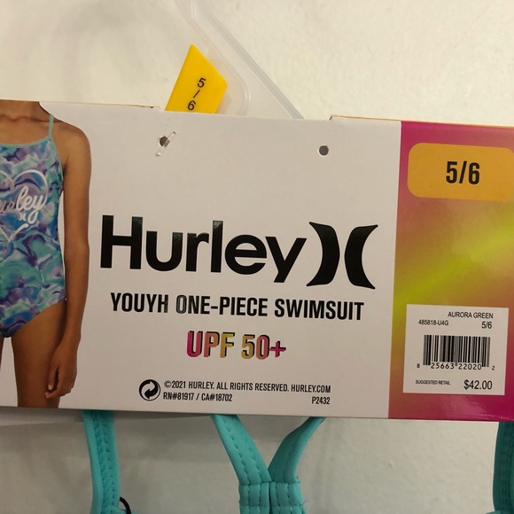 NWT, Hurley, Girls one piece swimsuit - Picture 5 of 6